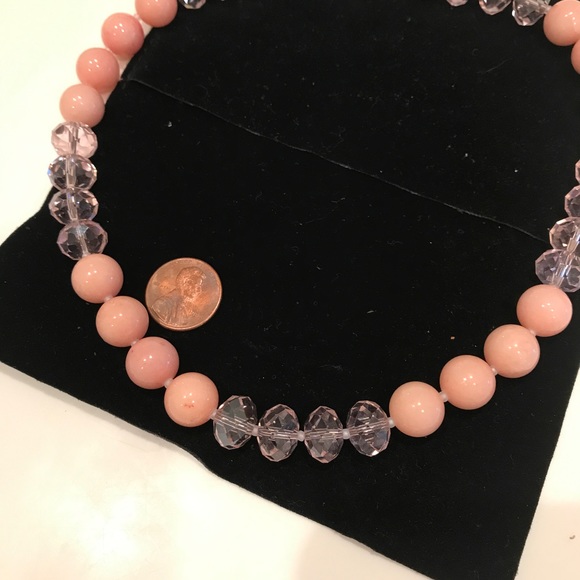 Coral Beads and Pink Crystal Necklace NWT - Picture 3 of 3